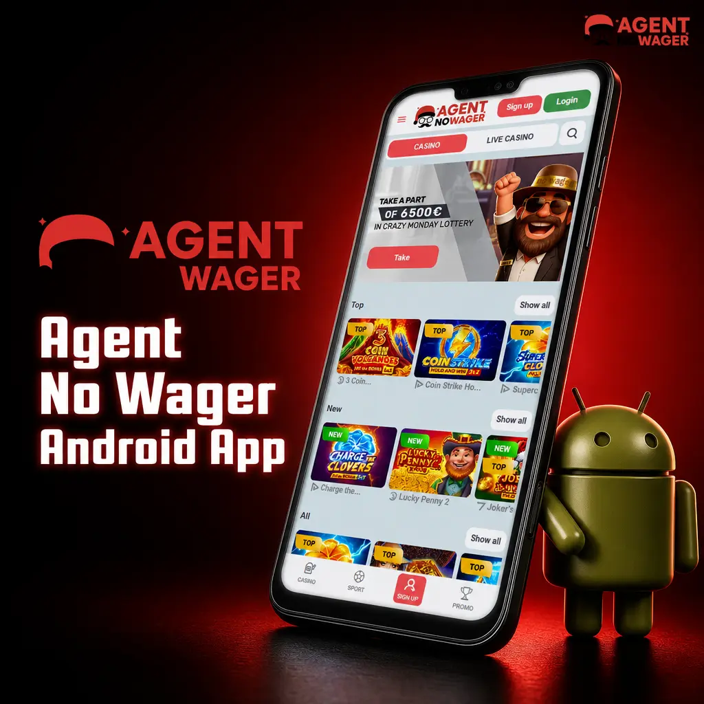 Agent No Wager Android app available for free download, offering sports betting and casino games on UK Android devices