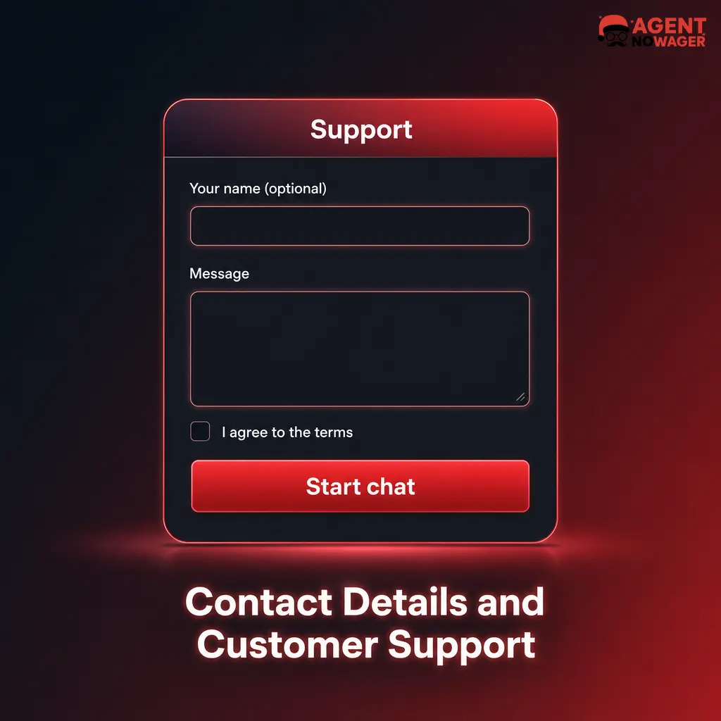 Customer support representative assisting a UK player via live chat on Agent No Wager casino website
