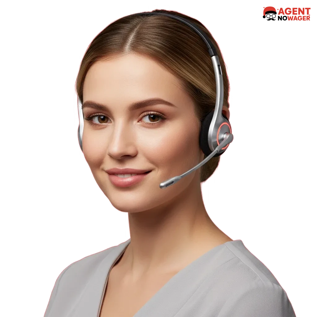 Agent No Wager UK support: email, live chat, app, phone, messengers; English; chat <2 min, email 12h, phone 09:00-21:00.