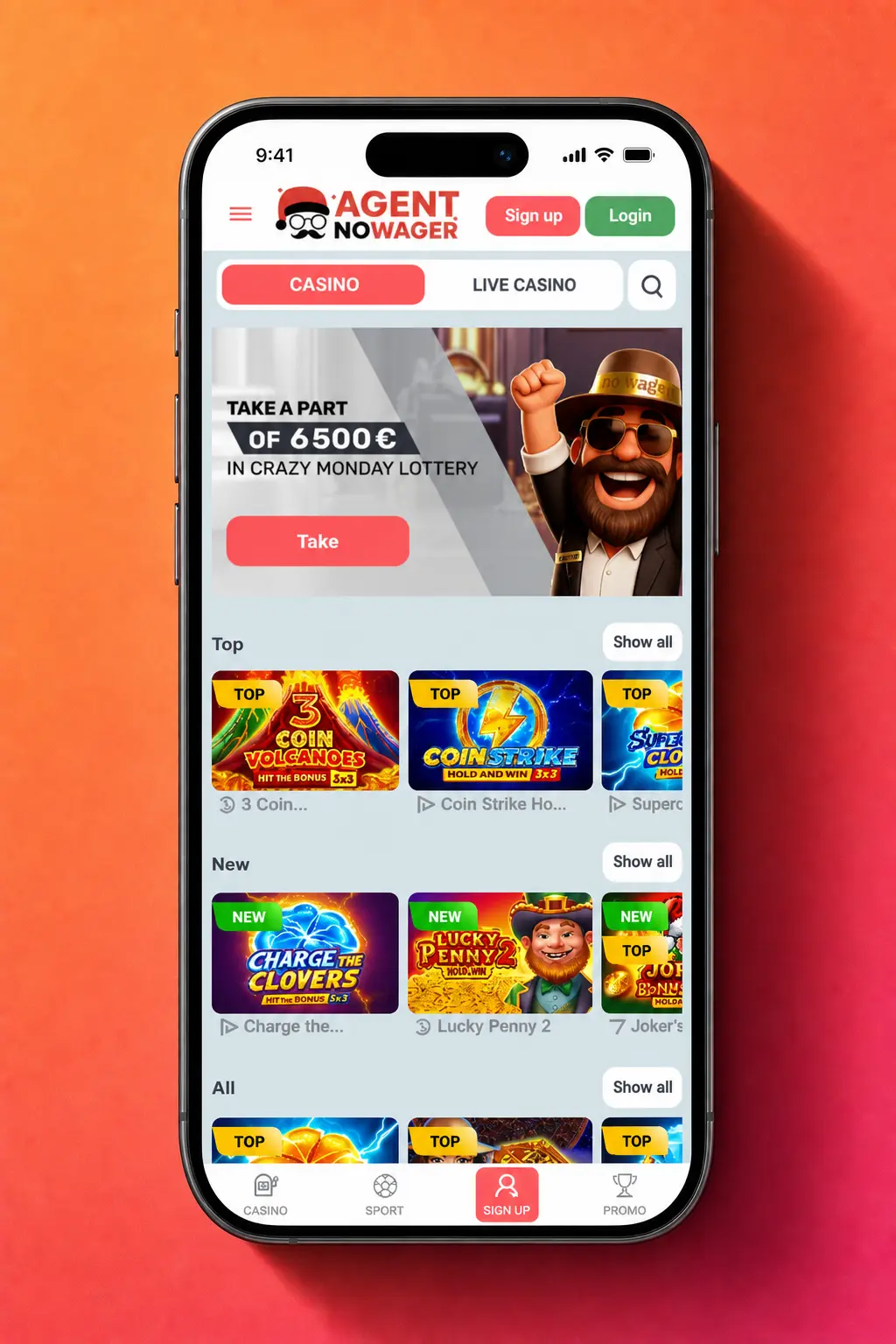 Four steps to claim a bonus at Agent No Wager, from sign-up and deposit to entering a promo code and receiving funds