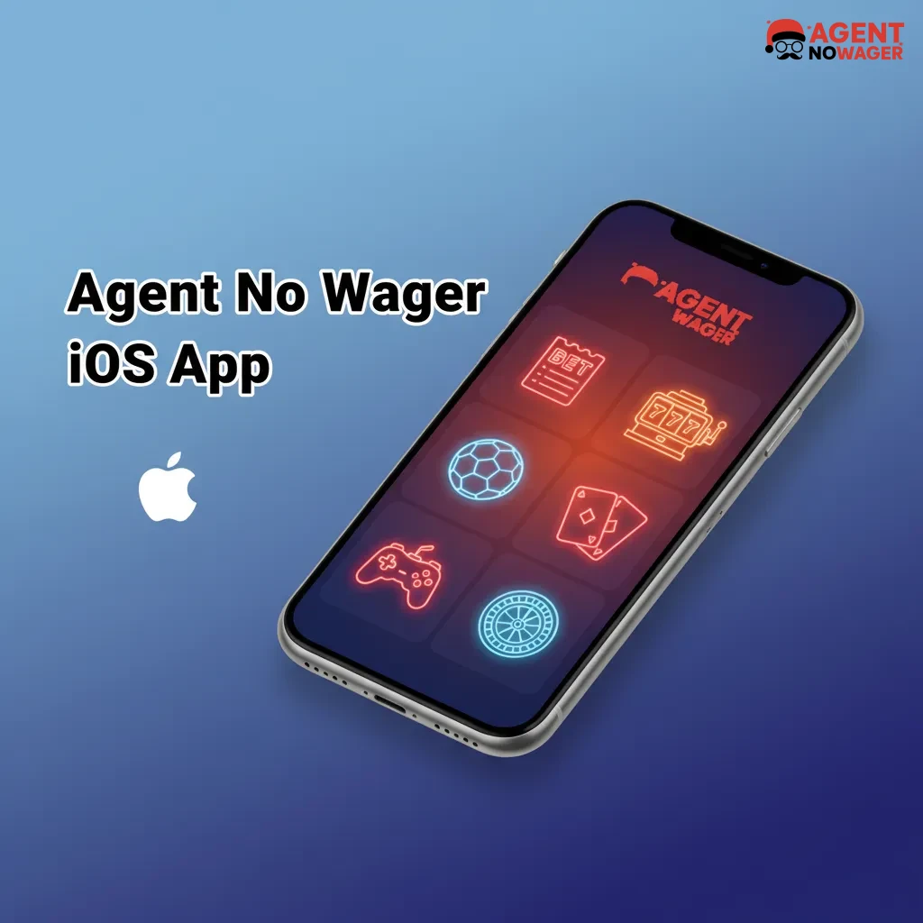 Agent No Wager iOS app shown on iPhone and iPad, clean interface for sportsbook, slots, and live casino; iOS 12+ required.