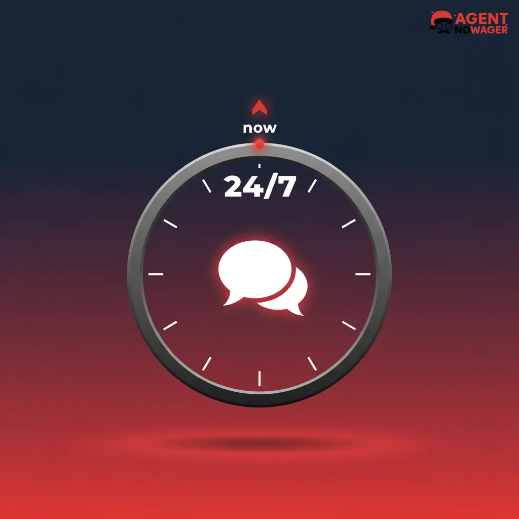 Agent No Wager Live Chat: 24/7 English support; tap bottom-right chat icon; replies in under 2 minutes.