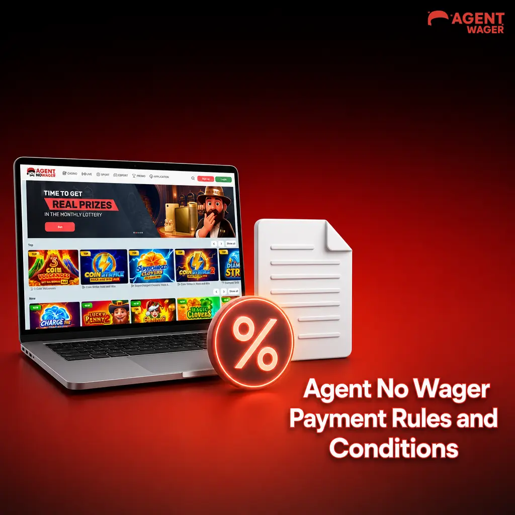 Agent No Wager payment rules covering KYC verification, withdrawal limits, bonus conditions, and GBP currency policy for UK players