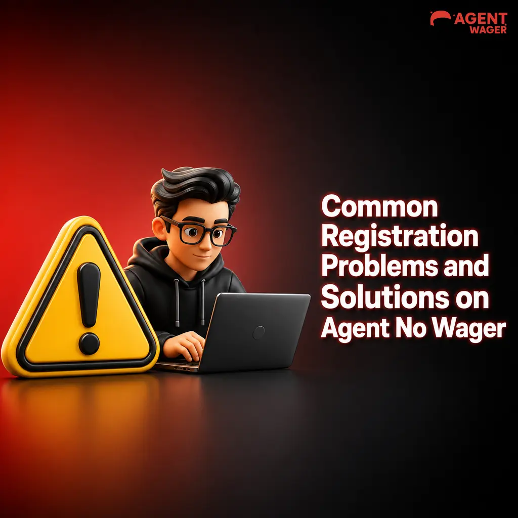 Illustrated table of common Agent No Wager registration problems and step-by-step solutions for new users