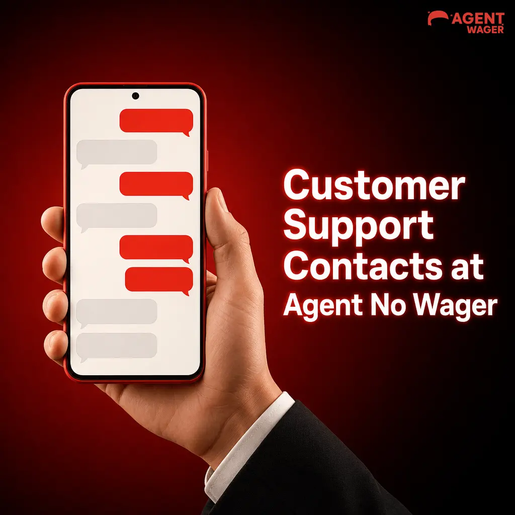 Agent No Wager customer support contact options including live chat, email, and Telegram for deposit and withdrawal help