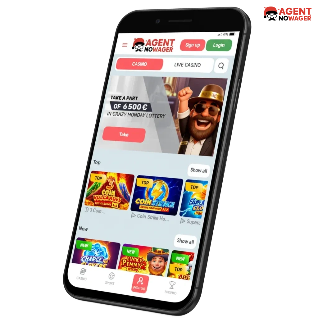 Agent No Wager app for Android APK and iOS; UK sportsbook, live odds, slots & live casino; pay with USDT or Visa/Mastercard.