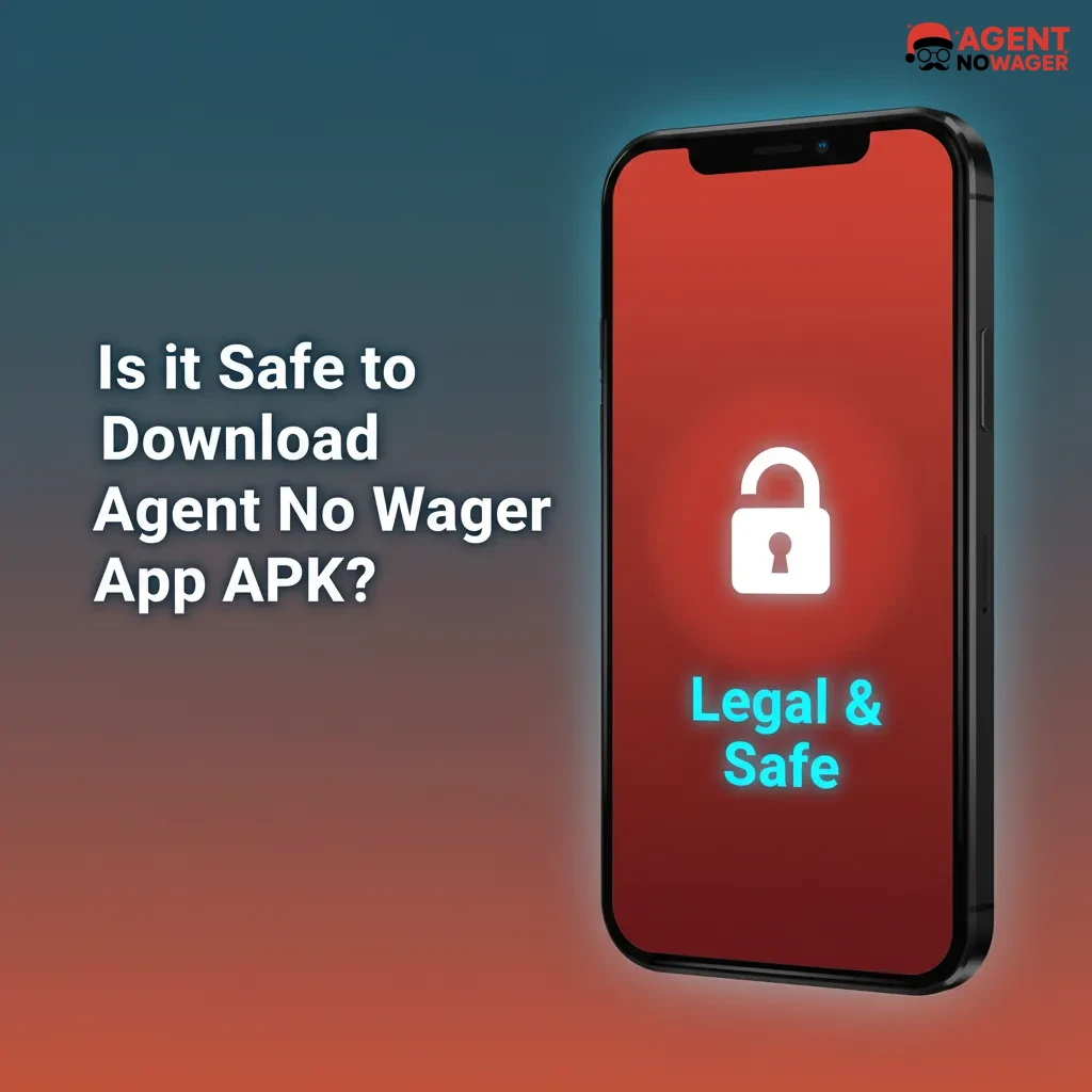 Phone showing Agent No Wager app APK with padlock icon, licensed and SSL-encrypted for safe betting downloads.