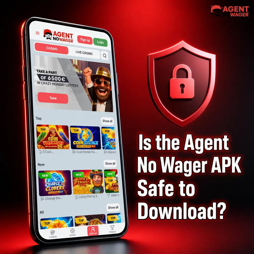 Agent No Wager APK download safety featuring SSL encryption, Curacao eGaming licence, and KYC verification security standards